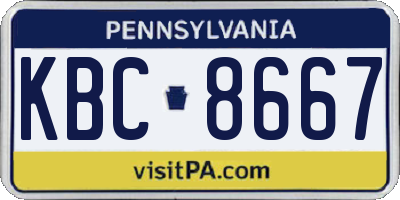 PA license plate KBC8667
