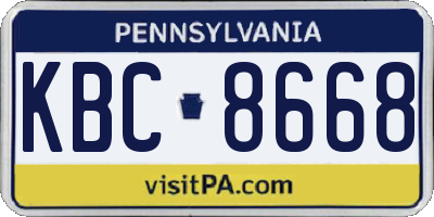 PA license plate KBC8668