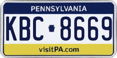 PA license plate KBC8669
