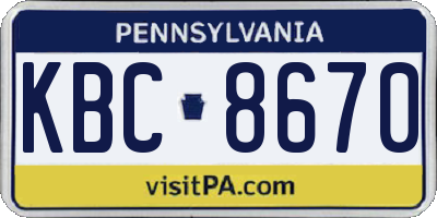 PA license plate KBC8670