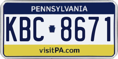 PA license plate KBC8671