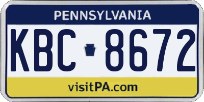 PA license plate KBC8672
