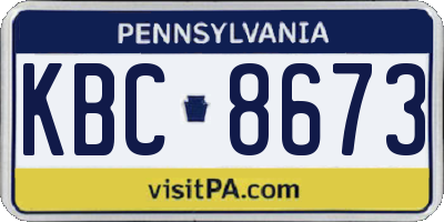 PA license plate KBC8673