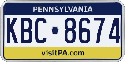 PA license plate KBC8674