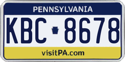 PA license plate KBC8678
