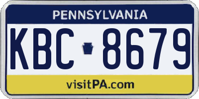PA license plate KBC8679