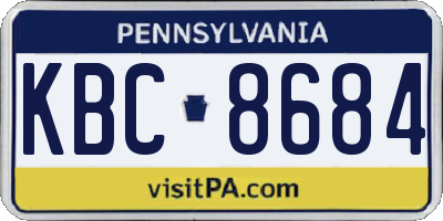 PA license plate KBC8684