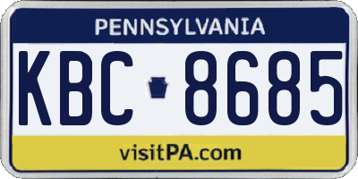 PA license plate KBC8685