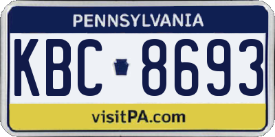 PA license plate KBC8693