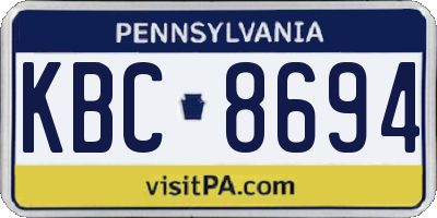 PA license plate KBC8694