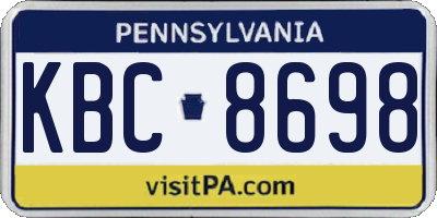 PA license plate KBC8698