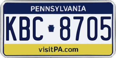 PA license plate KBC8705