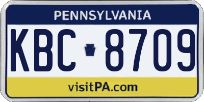 PA license plate KBC8709