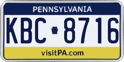PA license plate KBC8716