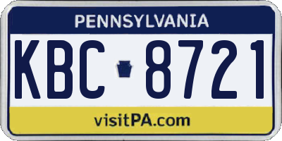 PA license plate KBC8721