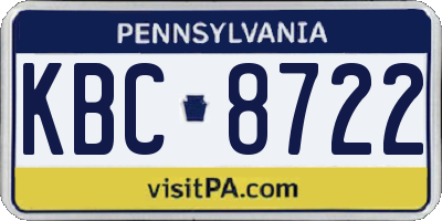 PA license plate KBC8722