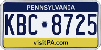 PA license plate KBC8725