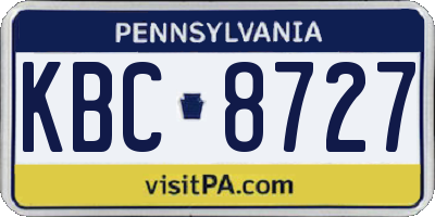 PA license plate KBC8727