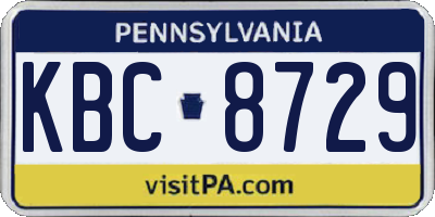 PA license plate KBC8729