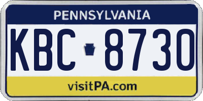 PA license plate KBC8730