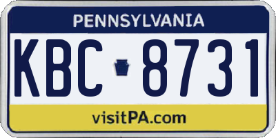 PA license plate KBC8731