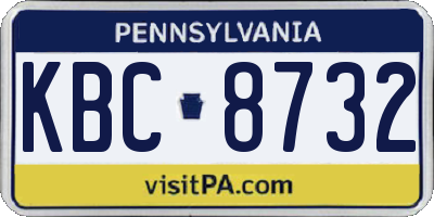 PA license plate KBC8732