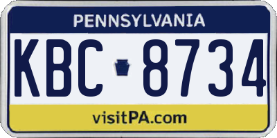 PA license plate KBC8734