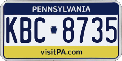 PA license plate KBC8735