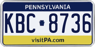 PA license plate KBC8736