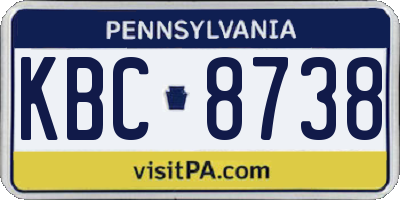 PA license plate KBC8738