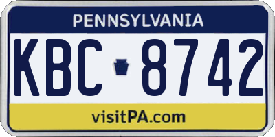 PA license plate KBC8742