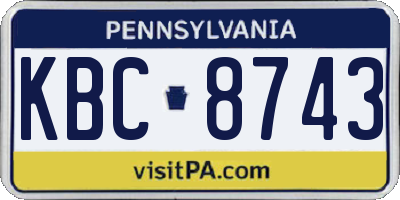 PA license plate KBC8743