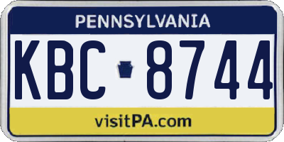 PA license plate KBC8744