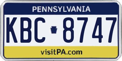 PA license plate KBC8747