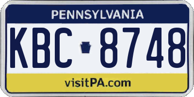 PA license plate KBC8748