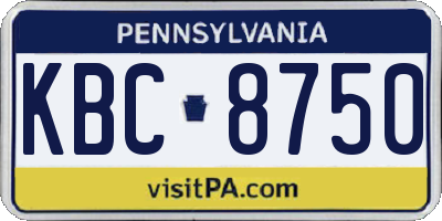PA license plate KBC8750