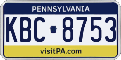 PA license plate KBC8753