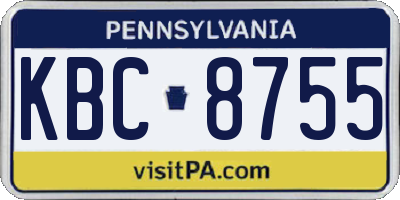 PA license plate KBC8755