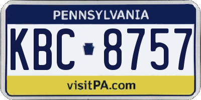 PA license plate KBC8757