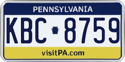 PA license plate KBC8759