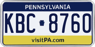 PA license plate KBC8760