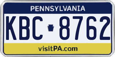 PA license plate KBC8762