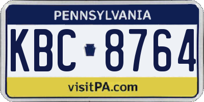 PA license plate KBC8764