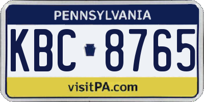 PA license plate KBC8765