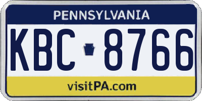 PA license plate KBC8766