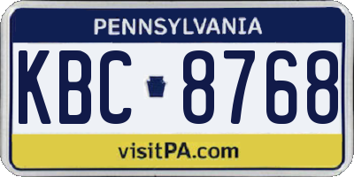 PA license plate KBC8768