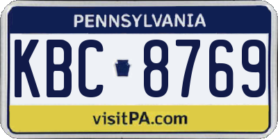 PA license plate KBC8769