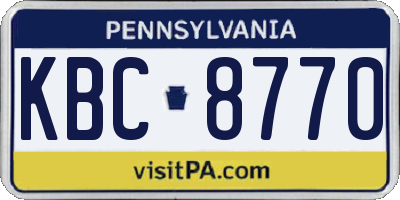 PA license plate KBC8770