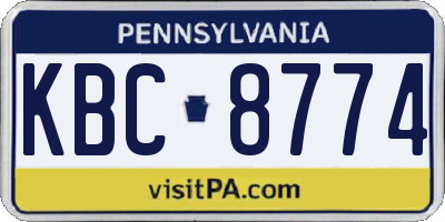 PA license plate KBC8774