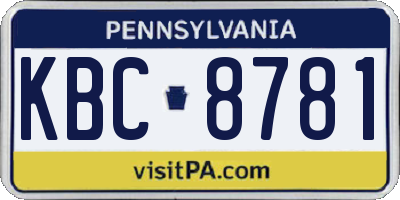 PA license plate KBC8781
